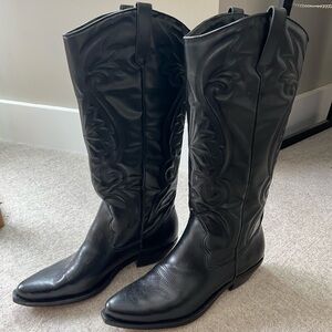 Schutz Black Cowboy Boots